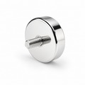 AMF Magnetics Neodymium Pot Magnet with M6 Male Thread - D32mm x 18mm (TH) 10mm External Boss Epoxy Coated Base