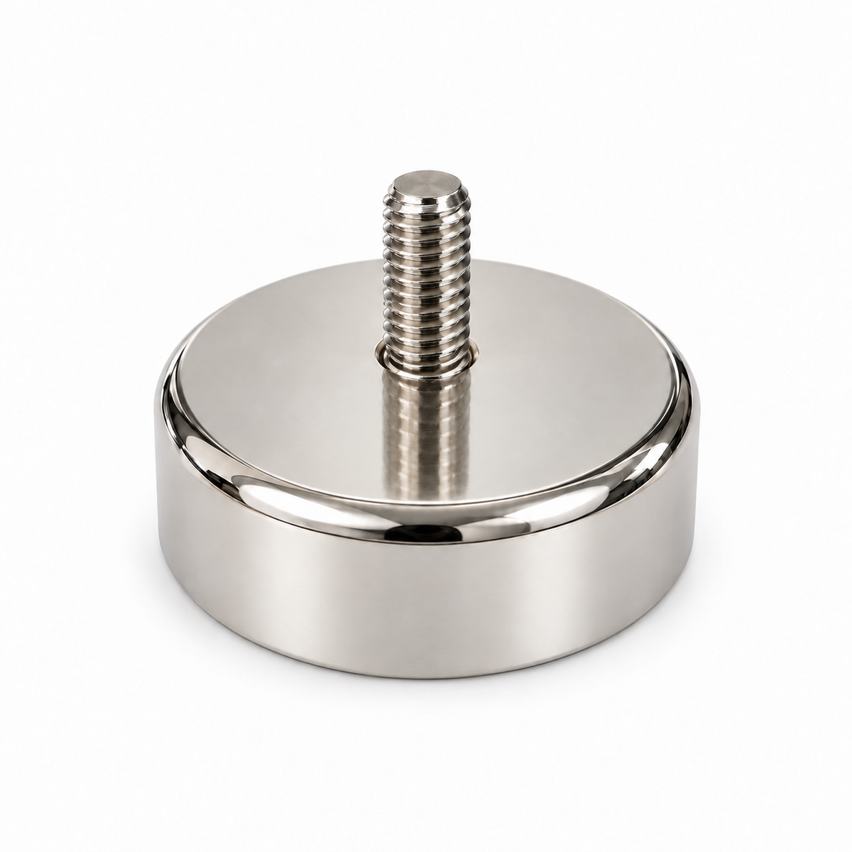 Neodymium Pot Magnet with M8 Male Thread - D48mm x 24mm (TH) | 12.5mm External Boss