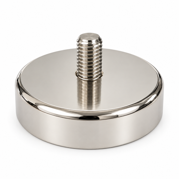 Neodymium Pot Magnet with M10 Male Thread - D60mm x 30mm (TH) | 15mm External Boss
