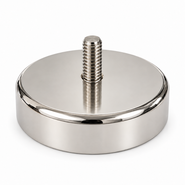 Neodymium Pot Magnet with M8 Male Thread - D60mm x 30mm (TH) | 15mm External Boss