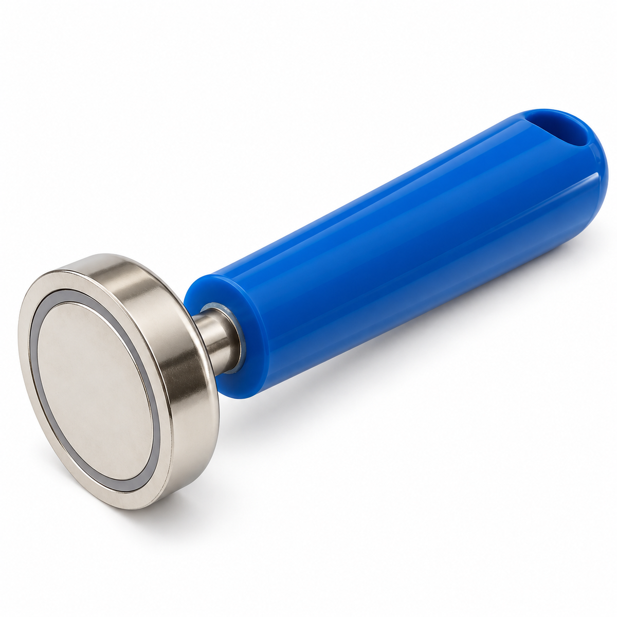 Female Thread Neodymium Pot Magnet with Detachable Blue Handle - D25mm x 95mm