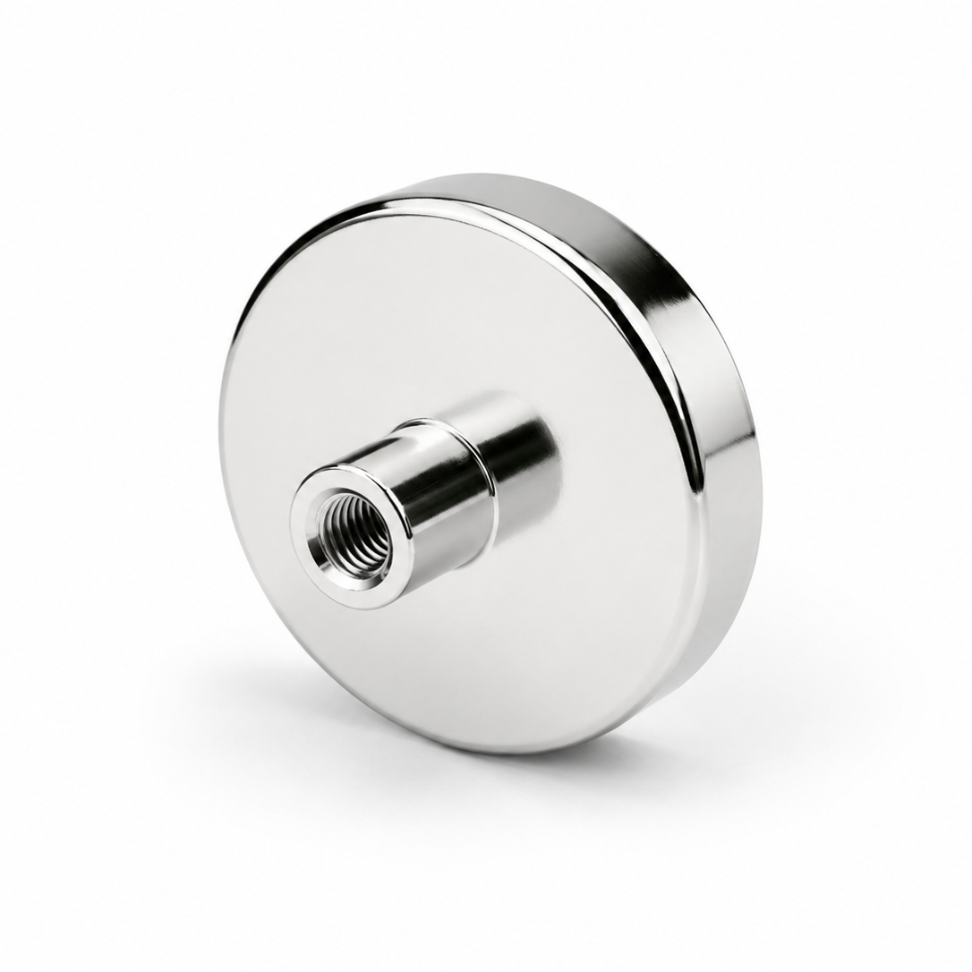 Female Thread Neodymium Pot Magnet - Diameter 42mm x 20mm | Epoxy Coated Base