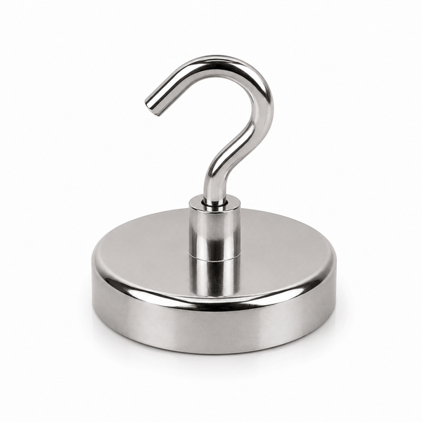 Neodymium Pot Magnet with Threaded Hook - 42mm diameter x 47mm