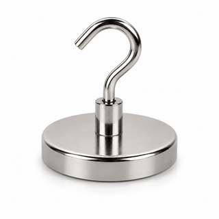 Neodymium Pot Magnet with Threaded Hook - 48mm diameter x 70mm