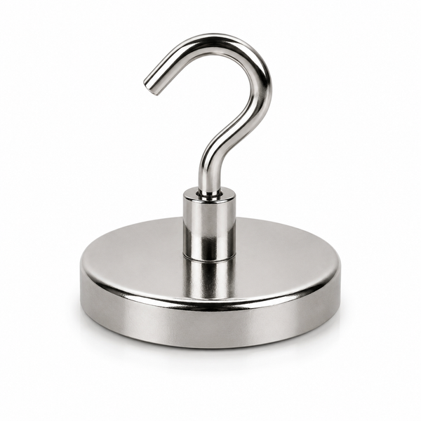 Neodymium Pot Magnet with Threaded Hook - 48mm diameter x 70mm