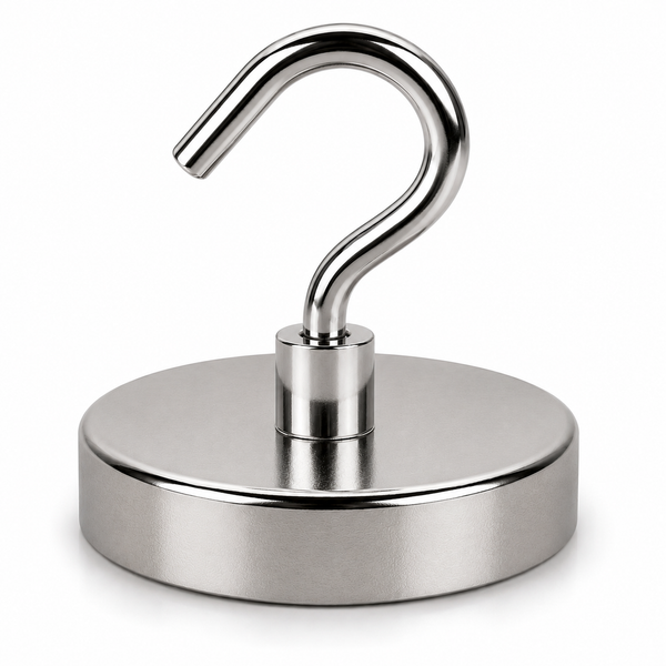 Neodymium Pot Magnet with Threaded Hook - 60mm diameter x 70mm