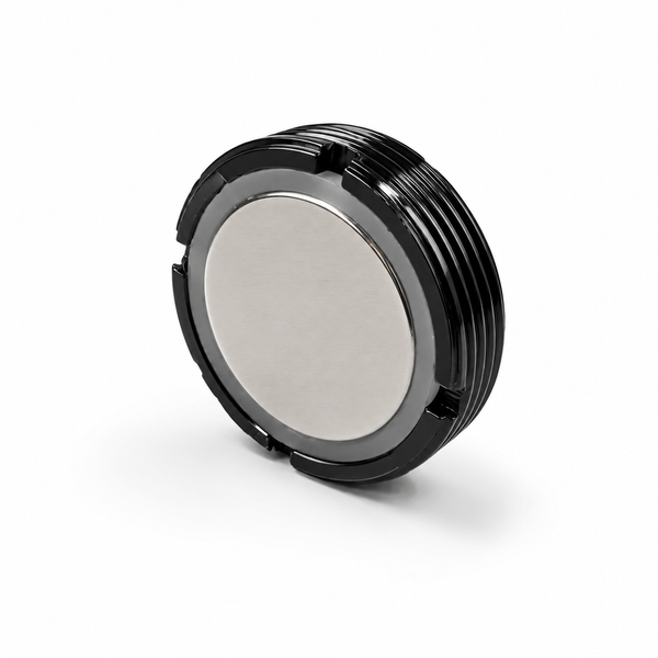 Neodymium Threaded Pot Magnet – D36mm x 8mm | Black Epoxy Coating