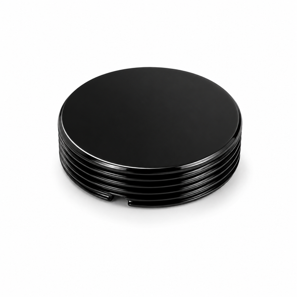 Neodymium Threaded Pot Magnet – D36mm x 8mm | Black Epoxy Coating