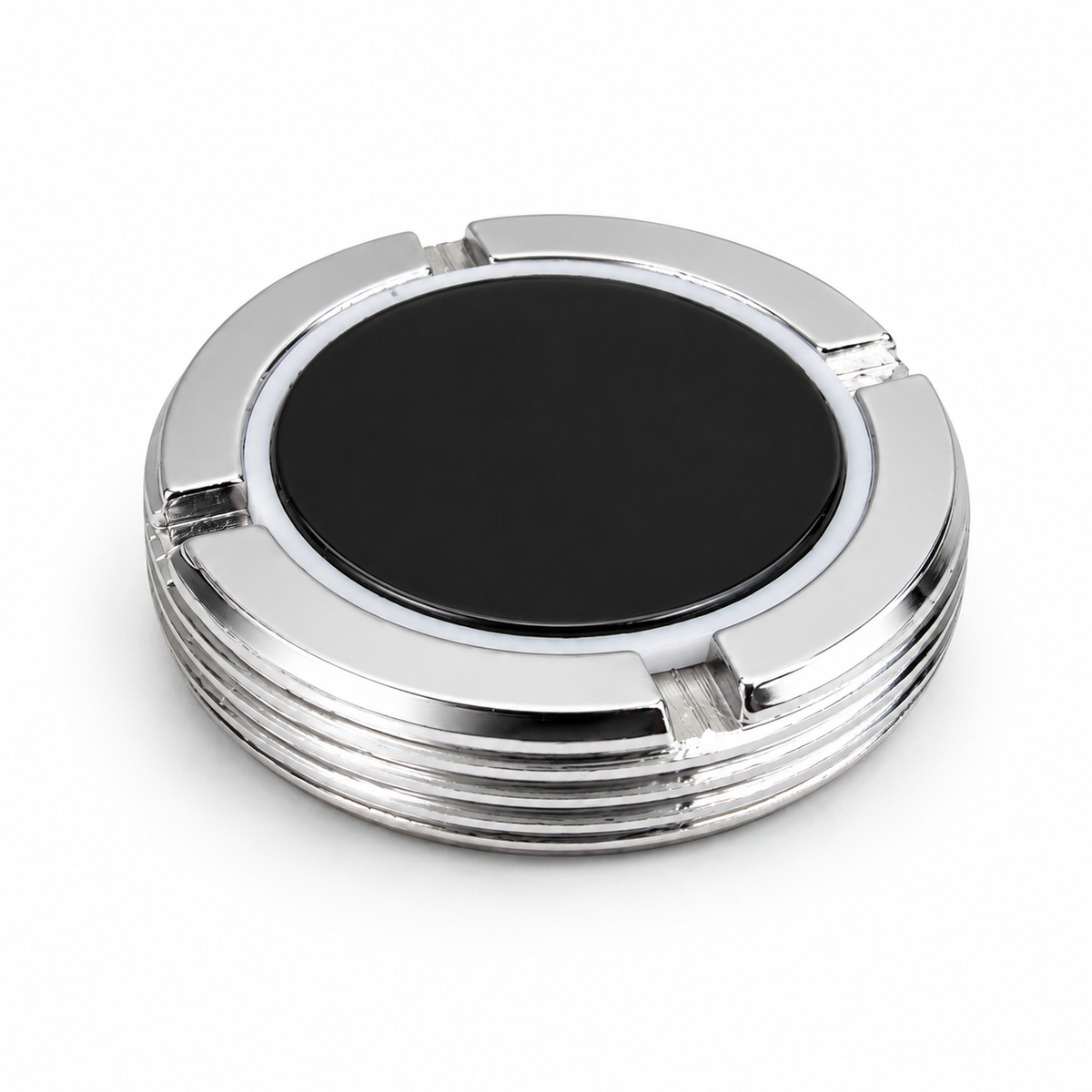 Neodymium Threaded Pot Magnet – D36mm x 8mm | NiCuNi Coated Housing with Black Epoxy Coated Internal Magnet