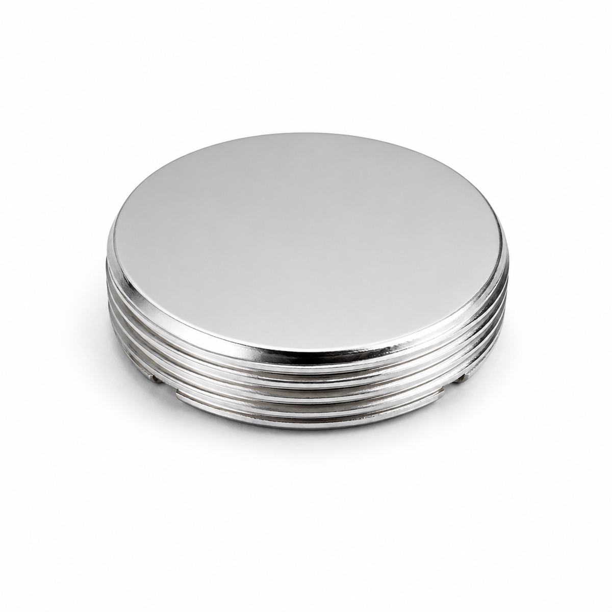 Neodymium Threaded Pot Magnet – D36mm x 8mm | NiCuNi Coated Housing with Black Epoxy Coated Internal Magnet