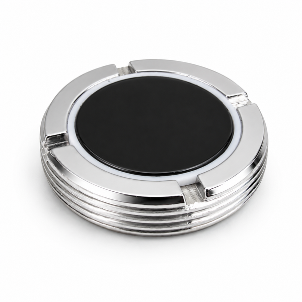 Neodymium Threaded Pot Magnet – D36mm x 8mm | NiCuNi Coated Housing with Black Epoxy Coated Internal Magnet