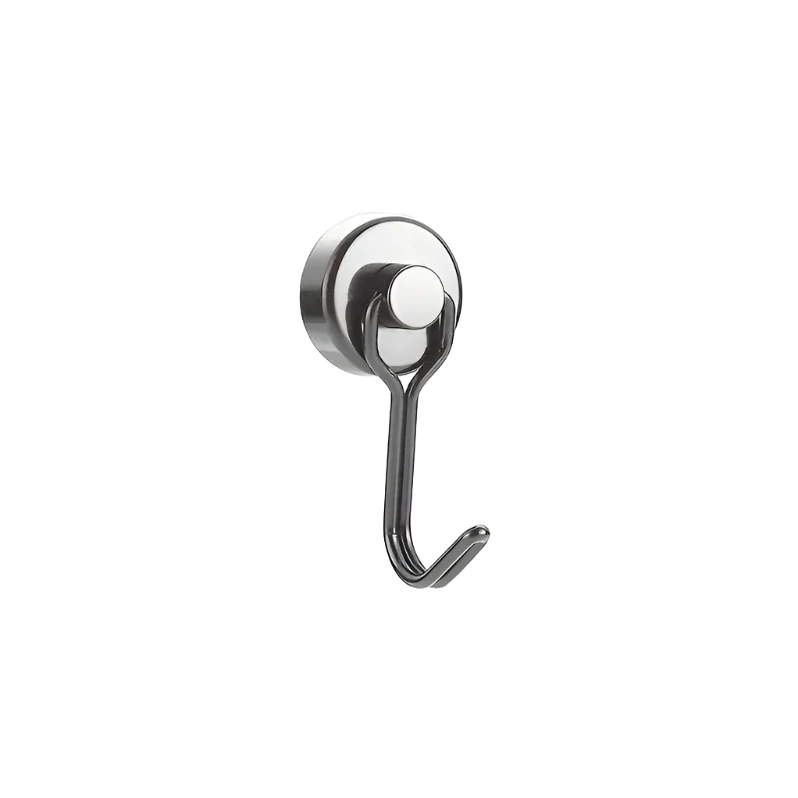 Neodymium Pot Magnet with Swivel Hook | 25mm diameter I Nickel Coating