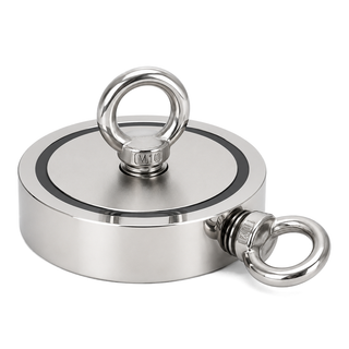 Neodymium Fishing Magnet with M12 Threaded Eyelet - 136mm diameter x 92mm