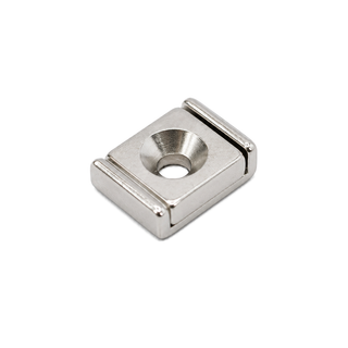 Neodymium Rectangular Pot Magnet with Countersunk Hole - 10mm x 13.5mm