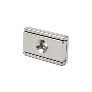 Neodymium Rectangular Pot Magnet with Countersunk Hole - 20mm x 13.5mm