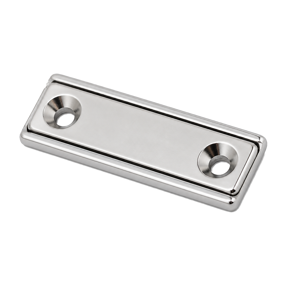 Neodymium Rectangular Pot Magnet with Countersunk Holes - 40mm x 13.5mm x 5mm