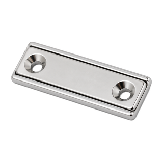 Neodymium Rectangular Pot Magnet with Countersunk Holes - 40mm x 13.5mm x 5mm