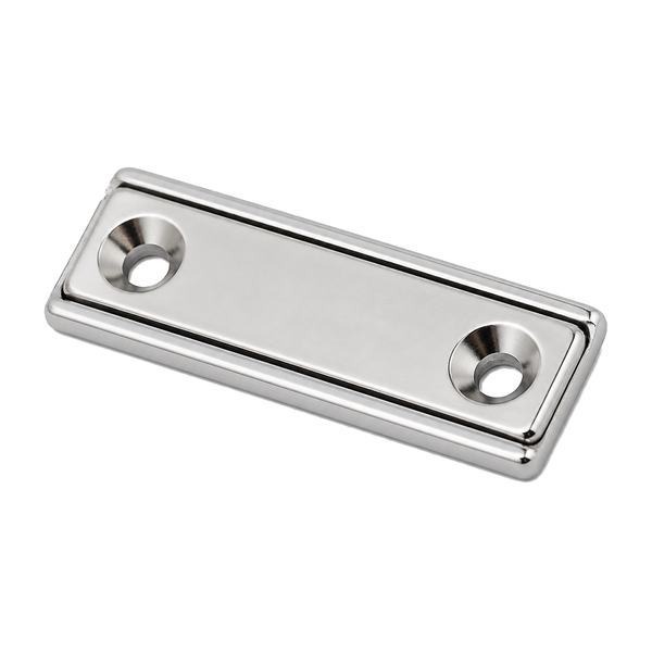 Neodymium Rectangular Pot Magnet with Countersunk Holes - 40mm x 13.5mm x 5mm