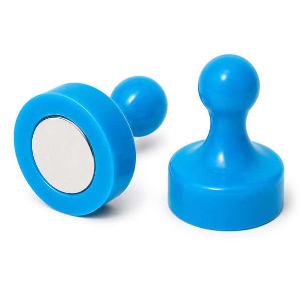 Blue Pin Whiteboard Magnets - 29mm diameter x 38mm | 4 PACK