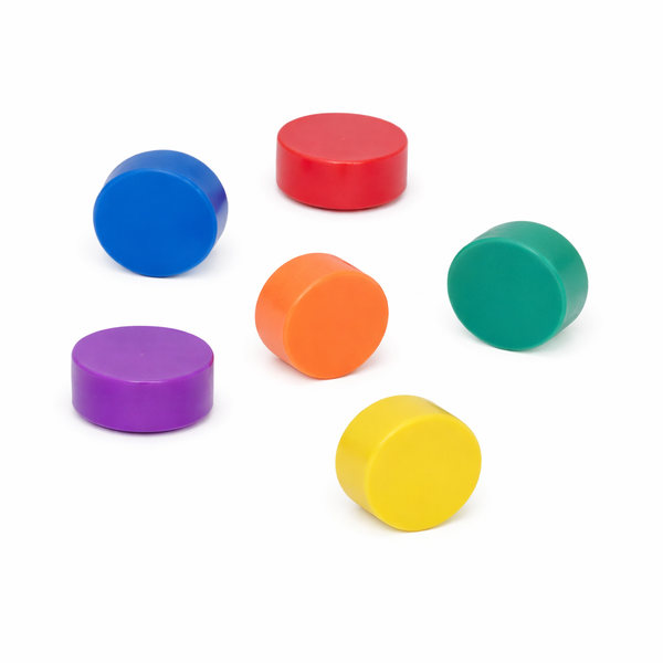 Neodymium Magnetic Button TPR Coated | 6 Pack | Rainbow