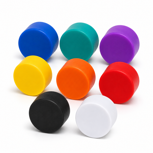 Neodymium Button Magnets - D12.7mm x 6.35mm | Thermoplastic Rubber (TPR) Coated | 8 Pack