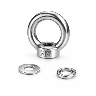 M5 Stainless Steel (304) Eyebolt with Washer and Spring Gasket (Non-Magnetic)
