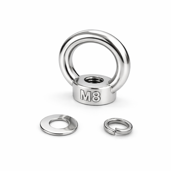 M8 Stainless Steel (304) Eyebolt with Washer and Spring Gasket (Non-Magnetic)