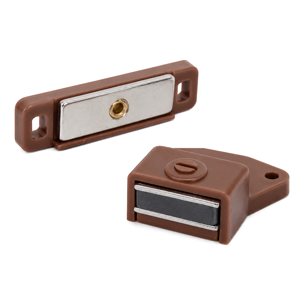 Adjustable Magnetic Cabinet Door Latch | Rectangular | Brown