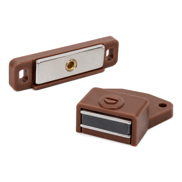 Adjustable Magnetic Cabinet Door Latch | Rectangular | Brown