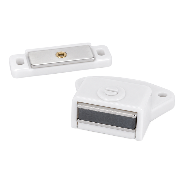 Adjustable Magnetic Cabinet Door Latch | Rectangular | White