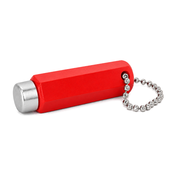 Plastic Encased Pocket Keyring Magnet D14.5mm x 58mm | RED