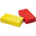 Plastic Coated Yellow and Red "Holds Everything" Ferrite Block Magnets | 2 Pack