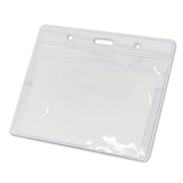 Magnetic Name Badge with Pacemaker Warning | Clear Horizontal Plastic ID Card Holder 4"x 3" | 1 PACK