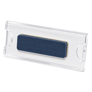 Magnetic Name Badge with Pacemaker Warning | Clear Acrylic Name Holder | 3" x 1.18" | 1 PACK