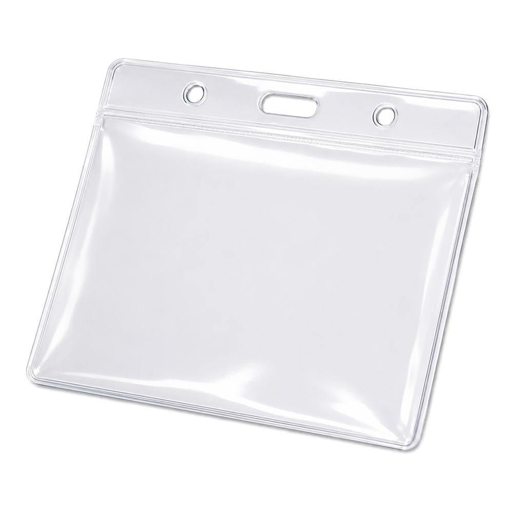 Magnetic Name Badge with Pacemaker Warning | Clear Horizontal Plastic ID Card Holder 4"x 3" | 1 PACK
