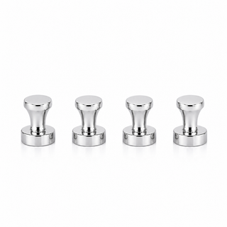 Chrome Push Pin Neodymium Magnets | 4 PACK | 16mm Diameter