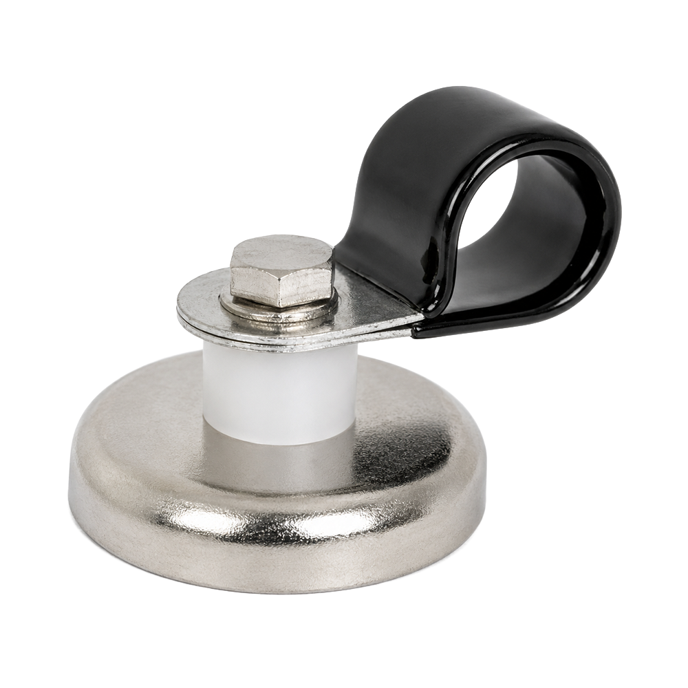 Neodymium D32mm Hose Clamp P-Clip Magnet | Neoprene | ID16mm dia. | Pull Force 34kg