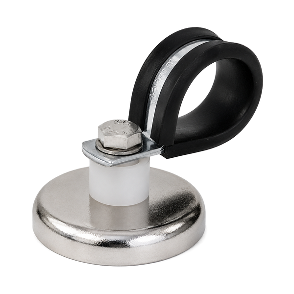 Neodymium D36mm Hose Clamp P-Clip Magnet | Rubber Lined | ID16mm dia. | Pull Force 41kg