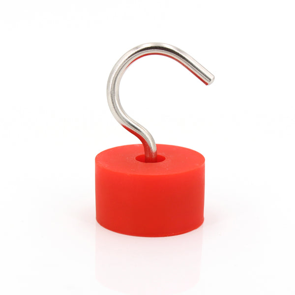 Neodymium Hook Magnet - 45mm diameter | Red Silica Gel Coated Base