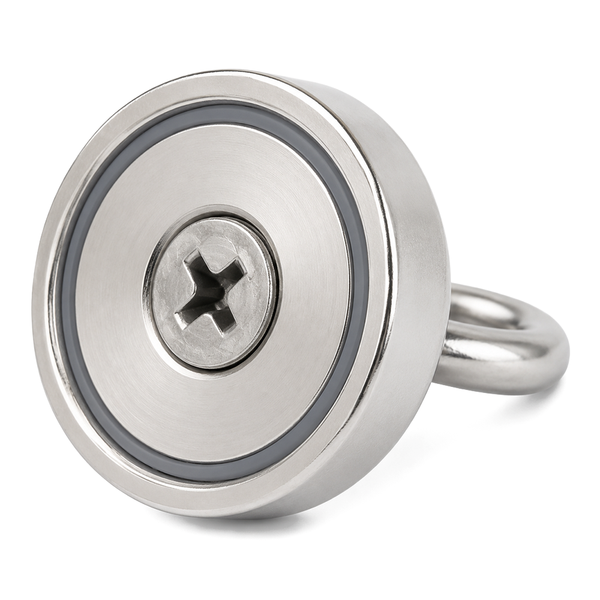 Neodymium Pot Magnet with SS304 Eyebolt - D32mm | 34kg Pull Force | Recovery Fishing Magnet