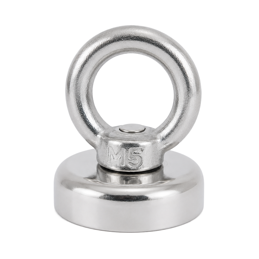 Neodymium Pot Magnet with SS304 Eyebolt - D36mm | 41kg Pull Force | Recovery Fishing Magnet