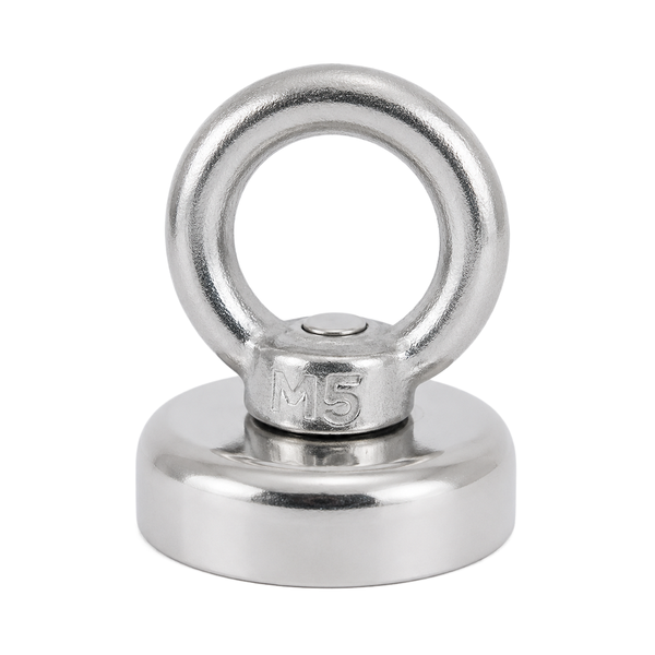 Neodymium Pot Magnet with SS304 Eyebolt - D36mm | 41kg Pull Force | Recovery Fishing Magnet