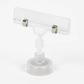 Acrylic Sign Holder with Magnetic Base – 80mm x 54mm with D16mm Base