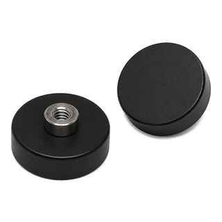 Female Thread Neodymium Pot Magnet - Diameter 22mm x 6mm with Rubber Case
