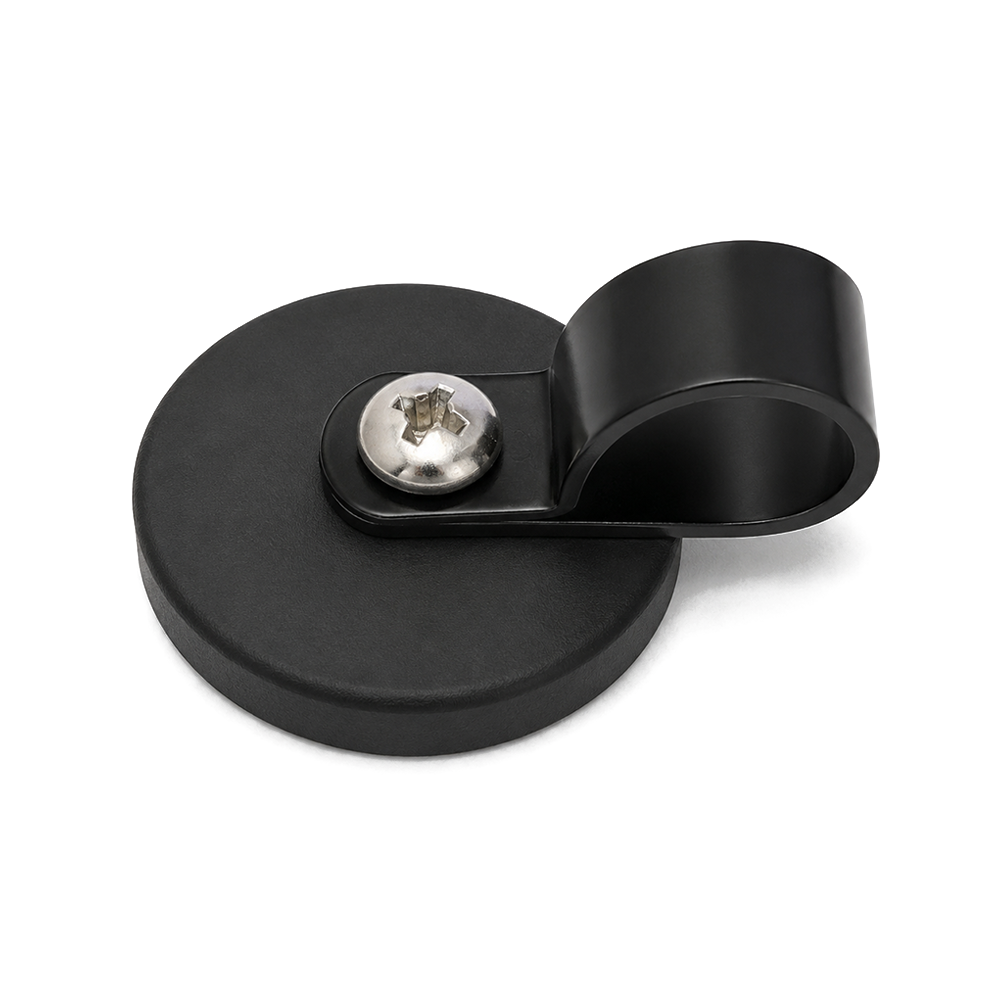Rubber Coated Neodymium Pot Magnet - Diameter 31mm x 20mm with Nylon P Clamp