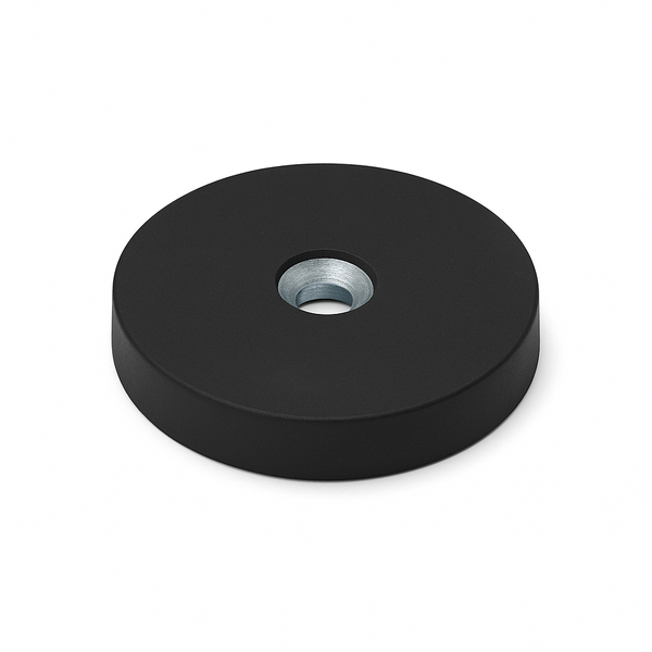 Rubber Coated Neodymium Pot Magnet – (D) 43mm x (H) 7mm | Countersunk 4.5mm Hole