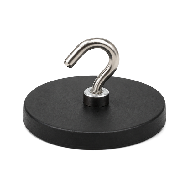 Threaded Hook Neodymium Pot Magnet - Diameter 43mm x 5mm with Rubber Case