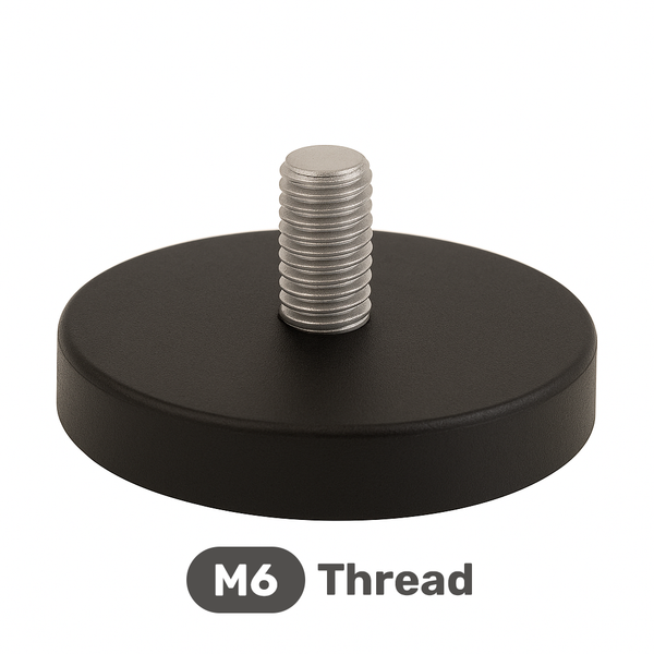 AMF Magnetics Male Thread Neodymium Rubber Coated Pot Magnet - Diameter 43mm x 6mm with 15mm M6 Boss