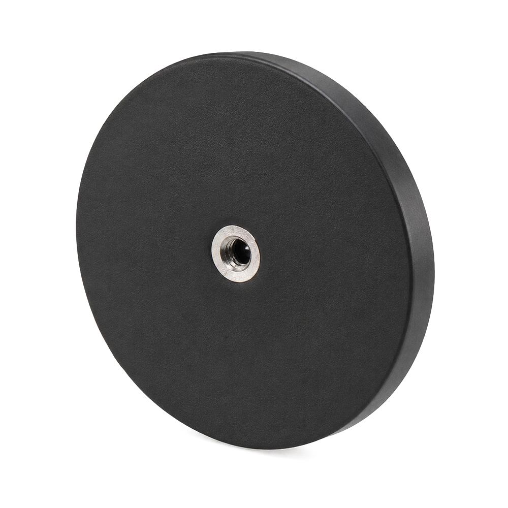 Female Thread Rubber Coated Neodymium Pot Magnet - Diameter 66mm x 8mm | M5 Internal Thread