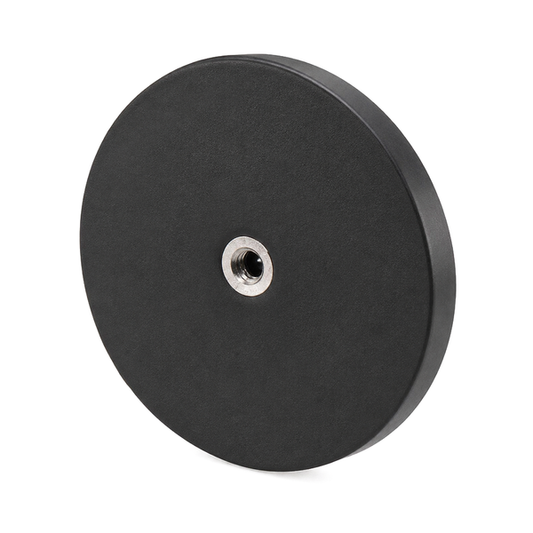 Female Thread Rubber Coated Neodymium Pot Magnet - Diameter 66mm x 8mm | M5 Internal Thread